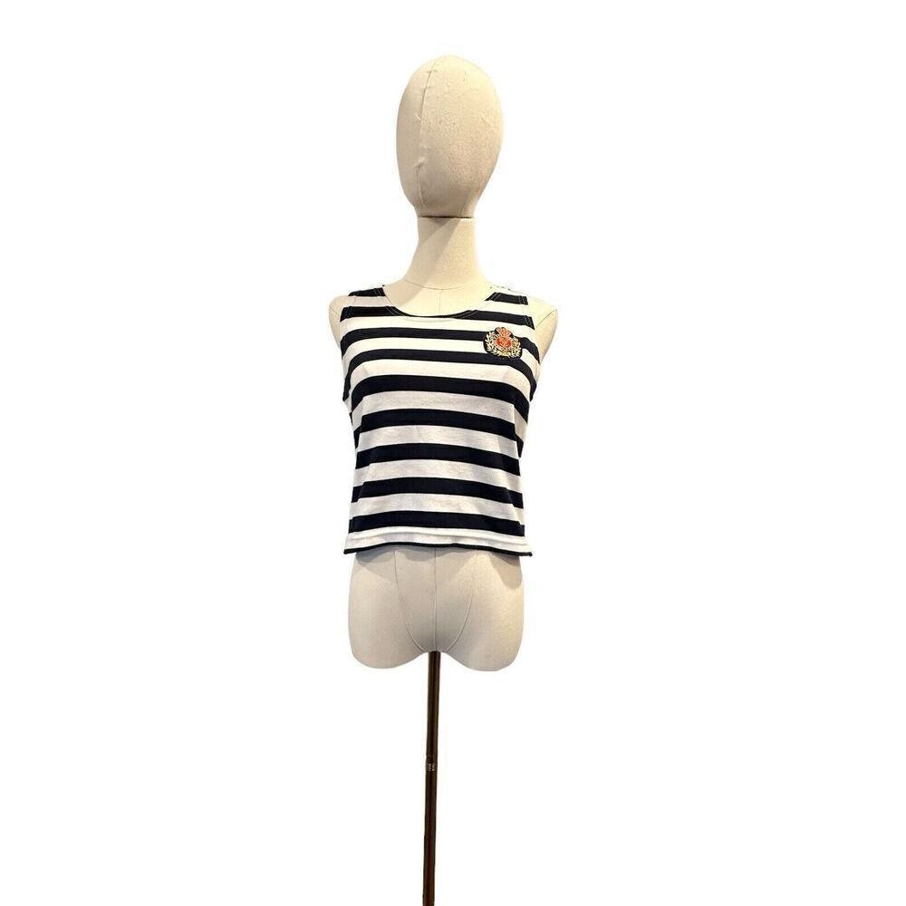 EJ Gitano Eva Joia Rene Dabah Vintage 80's Navy Blue White Tank Top Shirt L - Picture 4 of 11